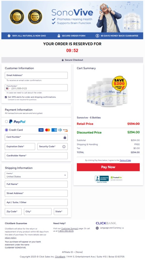 SonoVive secure payment